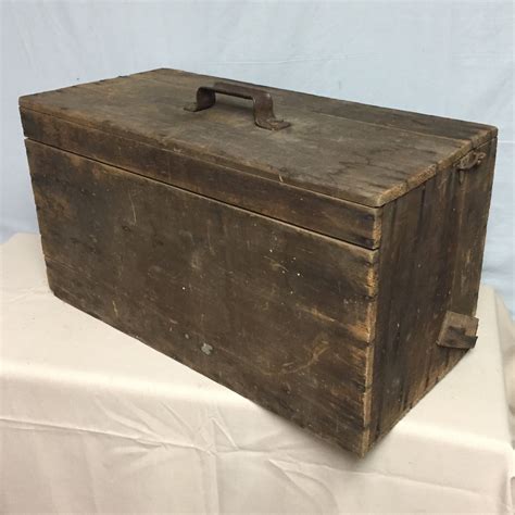 vintage wood carpenters tool box